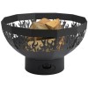 Black Steel Fire Pit Bowl with Laser Cut Flames