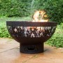 Black Steel Fire Pit Bowl with Laser Cut Flames