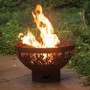 Black Steel Fire Pit Bowl with Laser Cut Flames