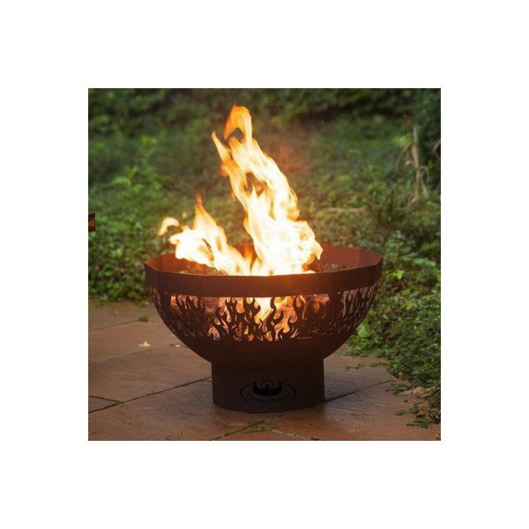 Black Steel Fire Pit Bowl with Laser Cut Flames