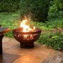 Black Steel Fire Pit Bowl with Laser Cut Flames