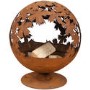 Cast Iron Fire Pit Globe with Laser Cut Leaf Pattern