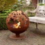 Cast Iron Fire Pit Globe with Laser Cut Leaf Pattern