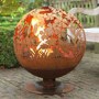 Fallen Fruits Rust Effect Fire Pit Globe with Laser Cut Meadow Design