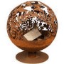 Fallen Fruits Rust Effect Fire Pit Globe with Laser Cut Meadow Design