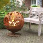 Fallen Fruits Rust Effect Fire Pit Globe with Laser Cut Meadow Design