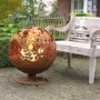 Fallen Fruits Rust Effect Fire Pit Globe with Laser Cut Meadow Design