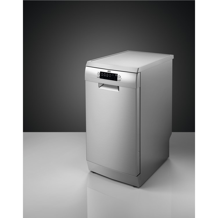 AEG Series 7000 GlassCare Freestanding Slimline Dishwasher - D-Rated, Stainless Steel