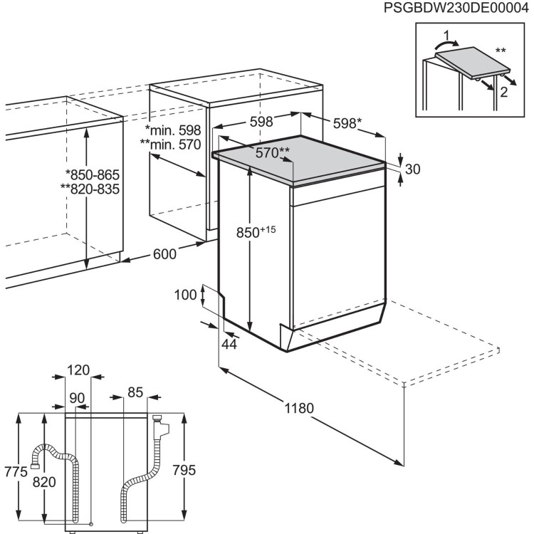 AEG Series 7000 GlassCare Freestanding Dishwasher - White B-rated