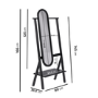 Black Freestanding Full-Length Mirror with Hanging Rail and Shelf - Figo 