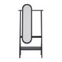 Black Freestanding Full-Length Mirror with Hanging Rail and Shelf - Figo 