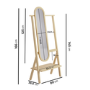 Light Wood Freestanding Full-Length Mirror with Hanging Rail and Shelf - Figo 