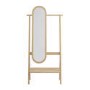 Light Wood Freestanding Full-Length Mirror with Hanging Rail and Shelf - Figo 
