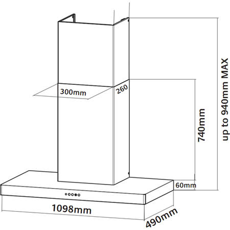 Falcon FHDSF1100SSC 92920 Super Flat 110cm Chimney Cooker Hood Stainless Steel And Chrome