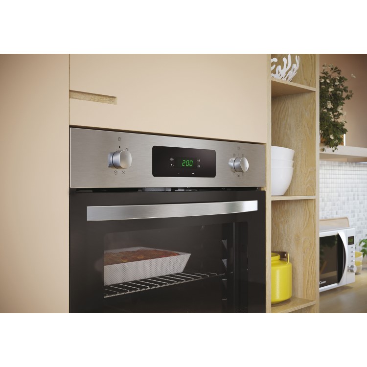 Refurbished Candy FIDCX676 60cm Multifunction Single Built In Electric Oven Stainless Steel