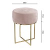 Pink Velvet Dressing Table Stool with Gold Legs - Fiorella