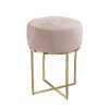 Pink Velvet Dressing Table Stool with Gold Legs - Fiorella