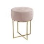 Pink Velvet Dressing Table Stool with Gold Legs - Fiorella