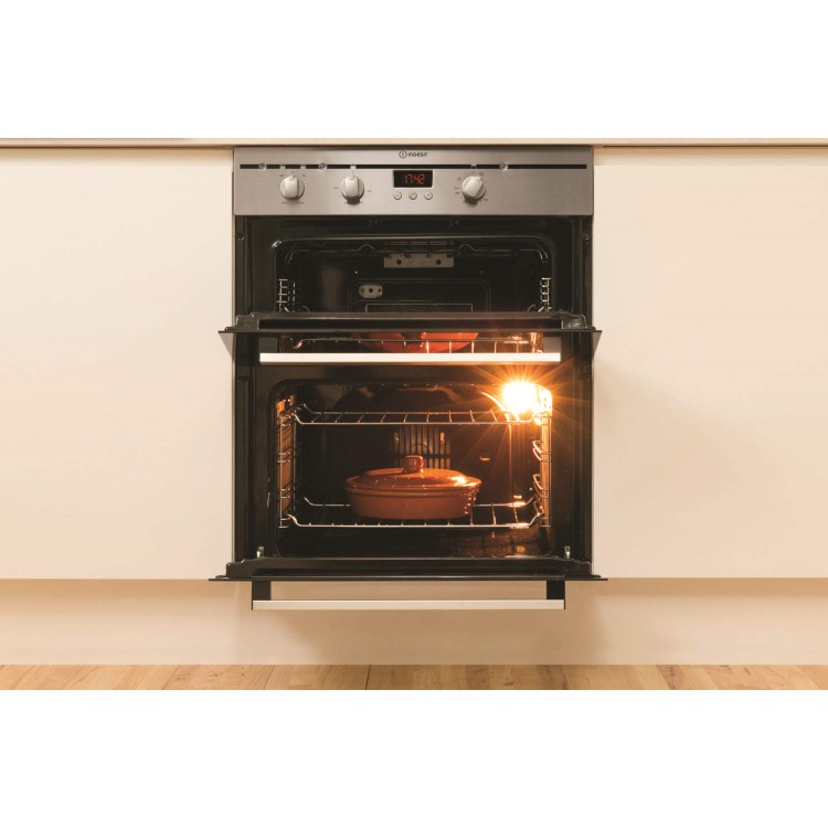 GRADE A1 - Indesit FIMU23IXS Electric Built-under Double Oven - Stainless Steel