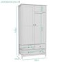 Light Grey Painted 2 Door Double Wardrobe with Drawers - Finch