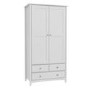 Light Grey Painted 2 Door Double Wardrobe with Drawers - Finch