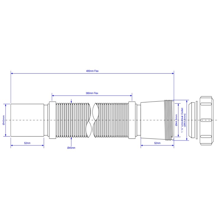 GRADE A1 - 1.5" Flexible Connector - Universal Connection x Plain Spigot .