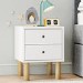 Kids White Scandi 2 Drawer Bedside Table with Wooden Legs - Juni
