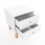 Kids White Scandi 2 Drawer Bedside Table with Wooden Legs - Juni