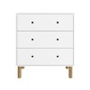 Kids White Scandi Chest of 3 Drawers with Wooden Legs - Juni