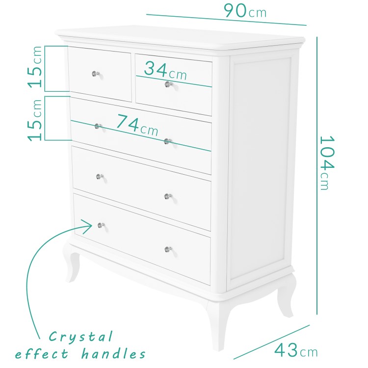 Florentine French Style 2+3 Chest of Drawers in White