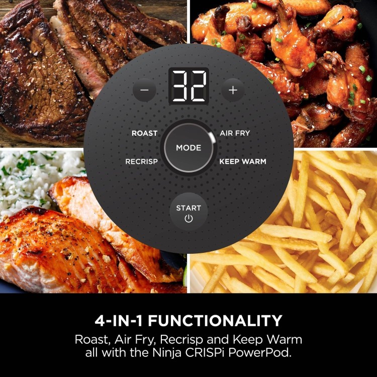 Ninja FN101UKGY CRISPi 4-in-1 Portable Air Fryer Cyberspace Blue Healthy Crispy Cooking