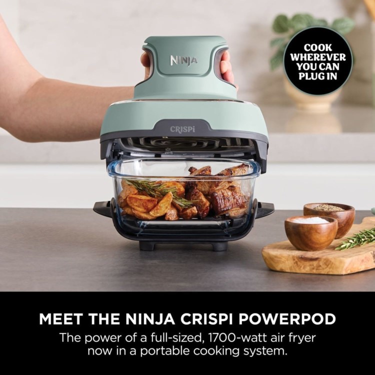 Ninja FN101UKSG CRISPi 4-in-1 Portable Air Fryer  Sage  Healthy Crispy Cooking Anywhere