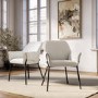 Set of 2 Cream Upholstered Modern Dining Chairs with Arms - Fiona