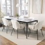 Set of 2 Cream Upholstered Modern Dining Chairs with Arms - Fiona
