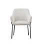 Set of 2 Cream Upholstered Modern Dining Chairs with Arms - Fiona
