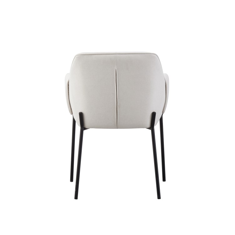 Set of 2 Cream Upholstered Modern Dining Chairs with Arms - Fiona