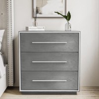Grey Oak Rustic Chest of 3 Drawers - Franco