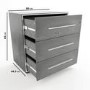 Grey Oak Rustic Chest of 3 Drawers - Franco