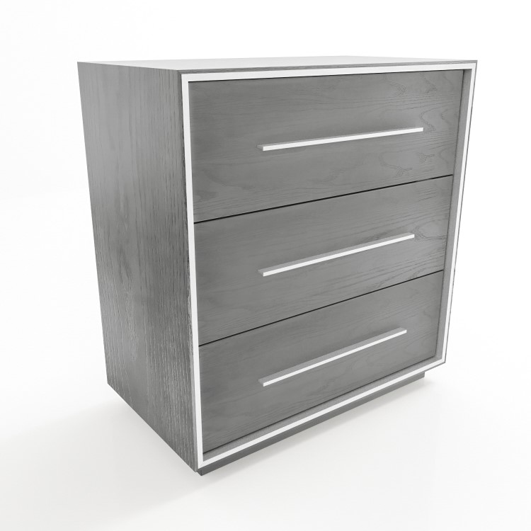 Grey Oak Rustic Chest of 3 Drawers - Franco