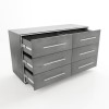 Wide Grey Oak Rustic Chest of 6 Drawers - Franco