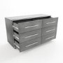 Wide Grey Oak Rustic Chest of 6 Drawers - Franco
