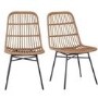 Set of 2 Brown Rattan Dining Chairs with Black Legs - Fion