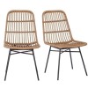 Set of 2 Brown Rattan Dining Chairs - Fion