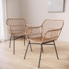 Set of 2 Brown Rattan Effect Dining Armchairs - Fion