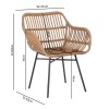 Set of 2 Brown Rattan Effect Dining Armchairs - Fion