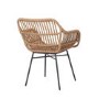 Set of 2 Brown Rattan Effect Dining Armchairs with Black Legs - Fion