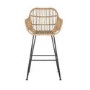 Set of 2 Brown Rattan Effect Kitchen Stools with Backs - 66cm - Fion