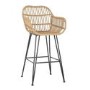 Set of 2 Brown Rattan Effect Kitchen Stools with Backs - 66cm - Fion