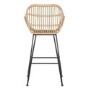 Set of 2 Brown Rattan Effect Kitchen Stools with Backs - 66cm - Fion