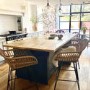 Set of 2 Brown Rattan Effect Kitchen Stools with Backs - 66cm - Fion